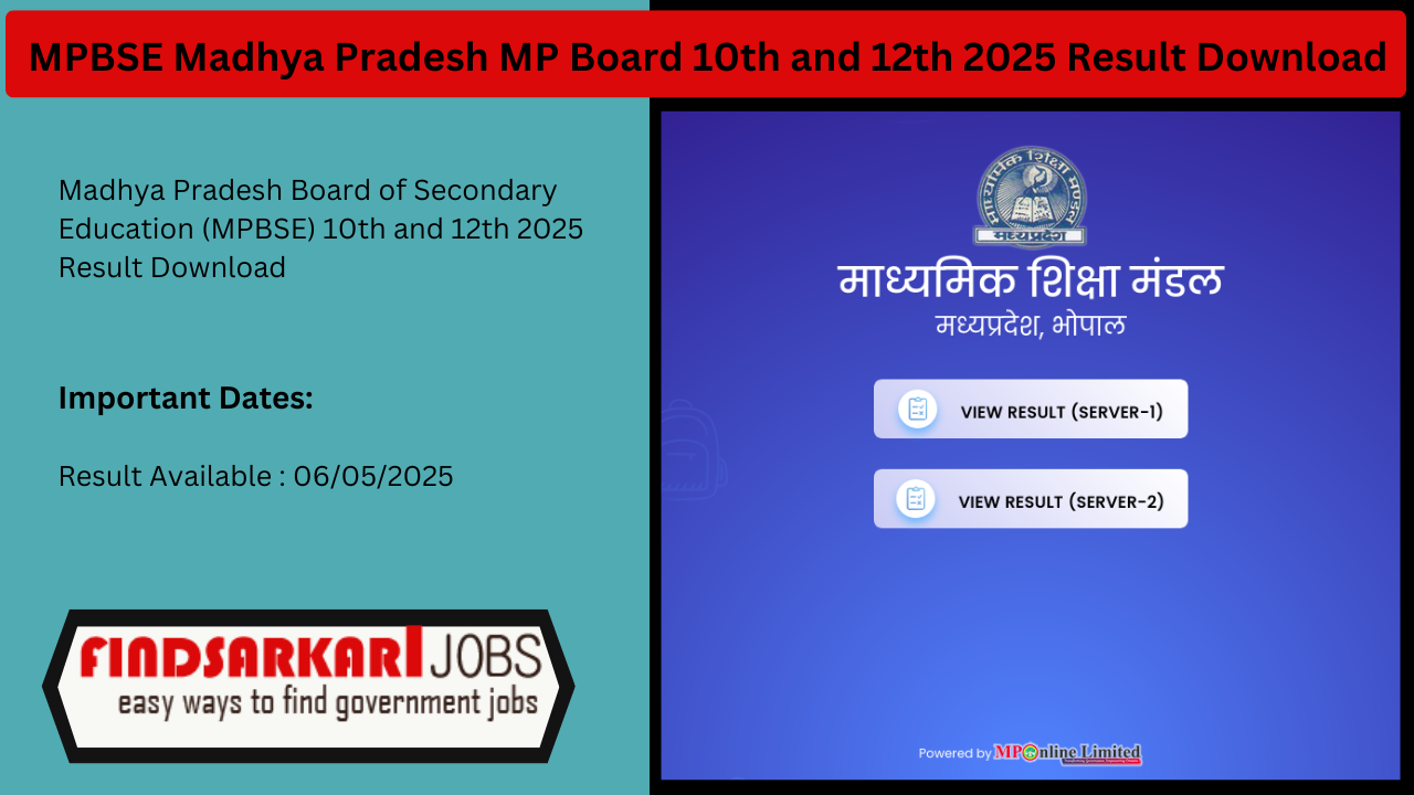 MPBSE Madhya Pradesh MP Board 10th and 12th 2025 Result Download