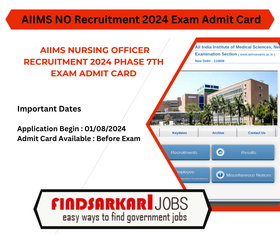  AIIMS Nursing Officer Recruitment 2024 Phase 7th Exam Admit Card