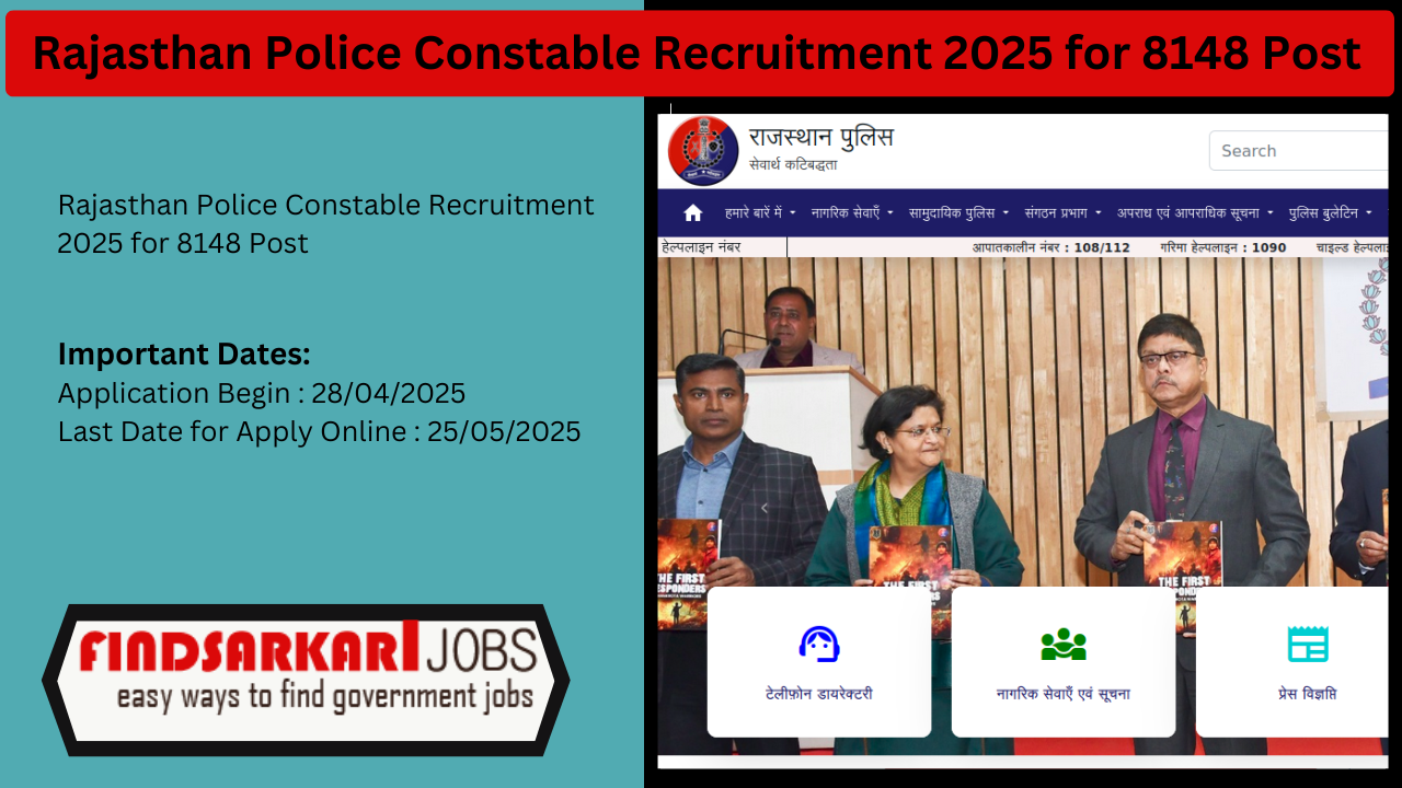 Rajasthan Police Constable Recruitment 2025 for 8148 Post