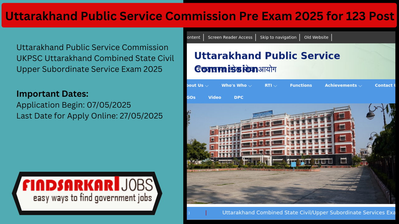 Uttarakhand Public Service Commission UKPSC Pre Exam 2025
