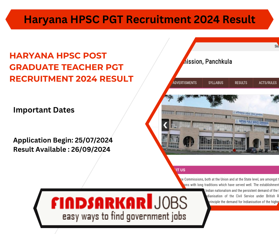 Haryana HPSC Post Graduate Teacher PGT Recruitment 2024 Result